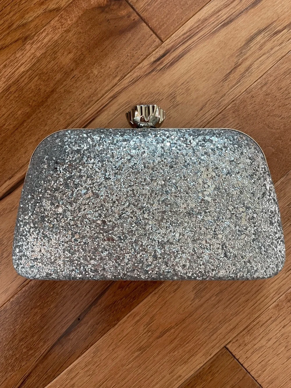 Silver Glitter Rhinestone Crystal Clutch Evening Bag Chain Strap